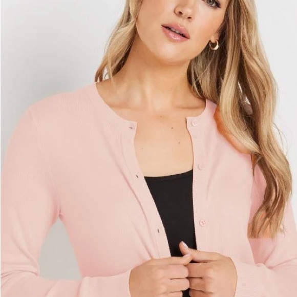 NEW Long Tall Sally Tall Blush Pink Button Down Knit Cardigan 14/16 - Picture 5 of 5